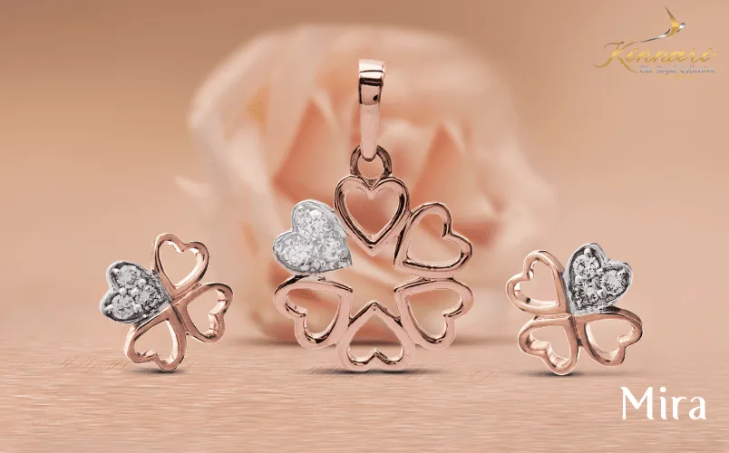 Kinnari Mira Diamond Pendant and Earring set
