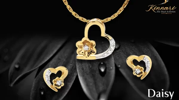 Kinnari diamond pendant and earring set
