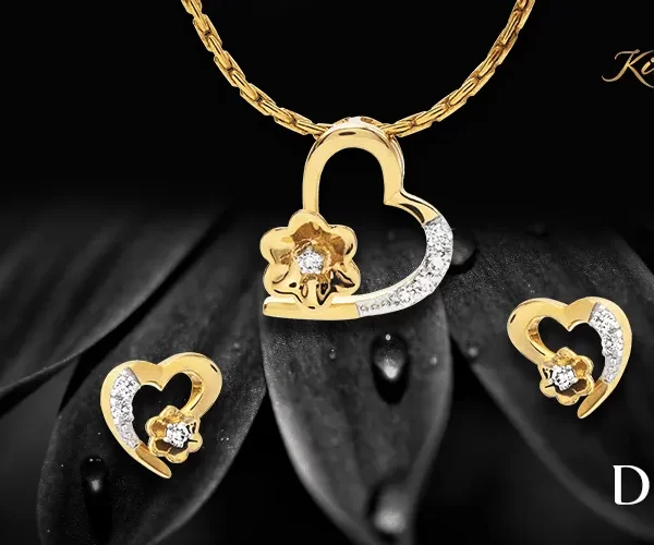 Kinnari diamond pendant and earring set